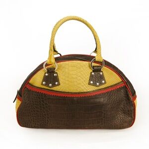 Vintage Y2K Claudia Firenze Croc Multi Colour Yellow Brown Leather Purse